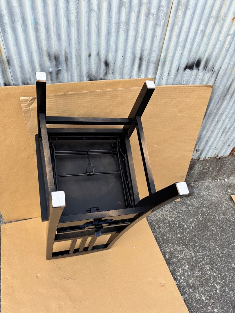 美品　背もたれ付ピアノ椅子　足部フェルト付き　黒い座面③