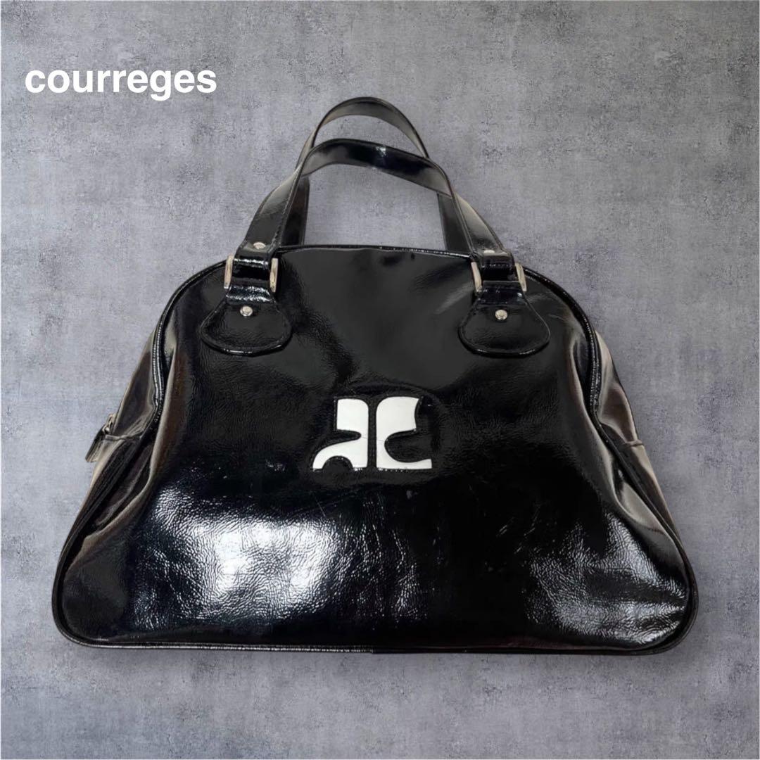 archive 00s クレージュ エナメル ボーリングバッグ オールブラック