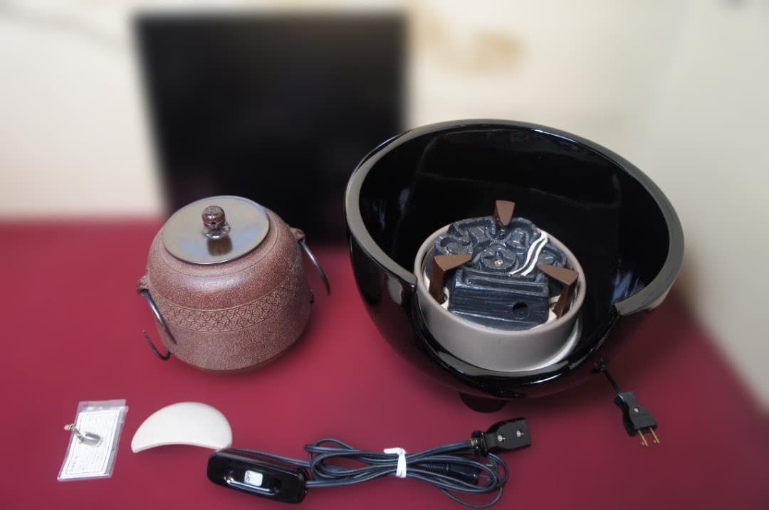 ☆ 創巧野々田 真塗風 炉(紅鉢型)400w電熱器 在銘 棗釜他フルセット送料込