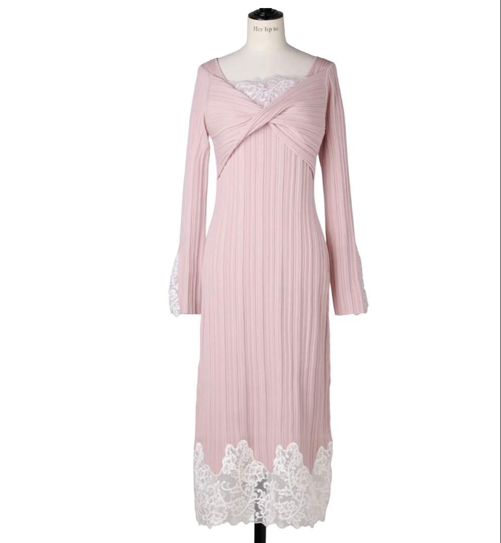 ワンピース Lilou Lace Hem Knit Dress misty rose
