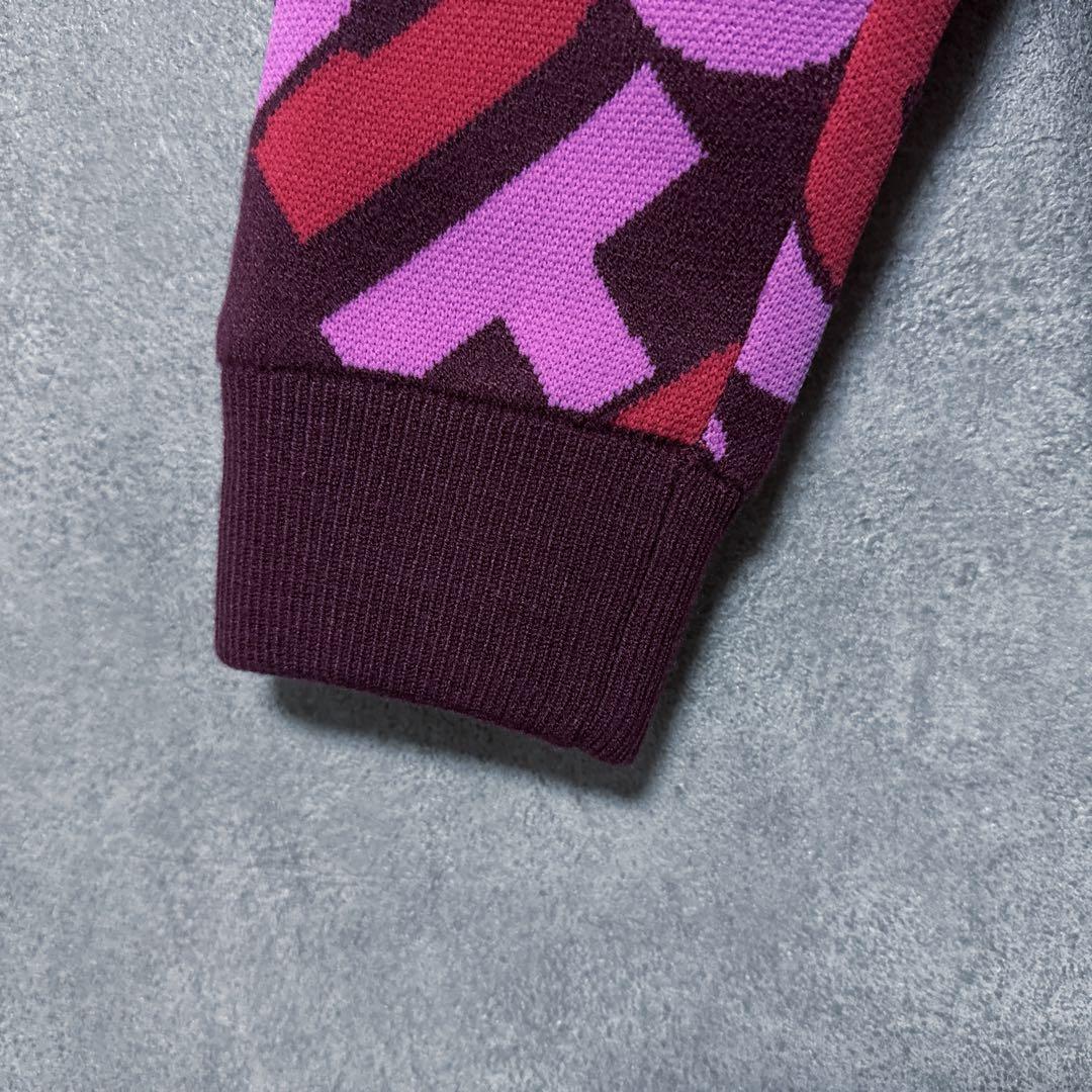 Jack Bunny ジャックバニー総柄 ロゴ ニット ジャケット レッド系 0