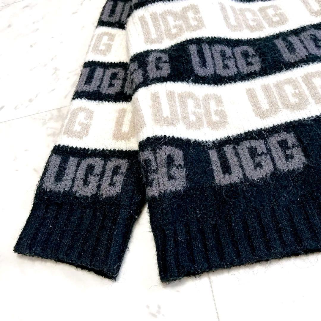 希少✨UGG アグ カーディガン グラフィック ロゴ ボーダー モノトーン