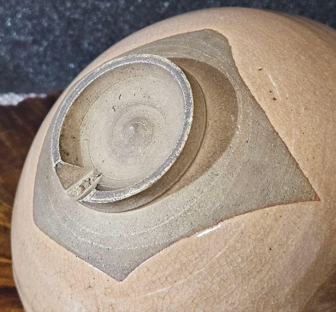 明治時代　古萩　割高台　茶碗　直径約14.1cm　時代箱　仕覆付き　茶道具　茶器