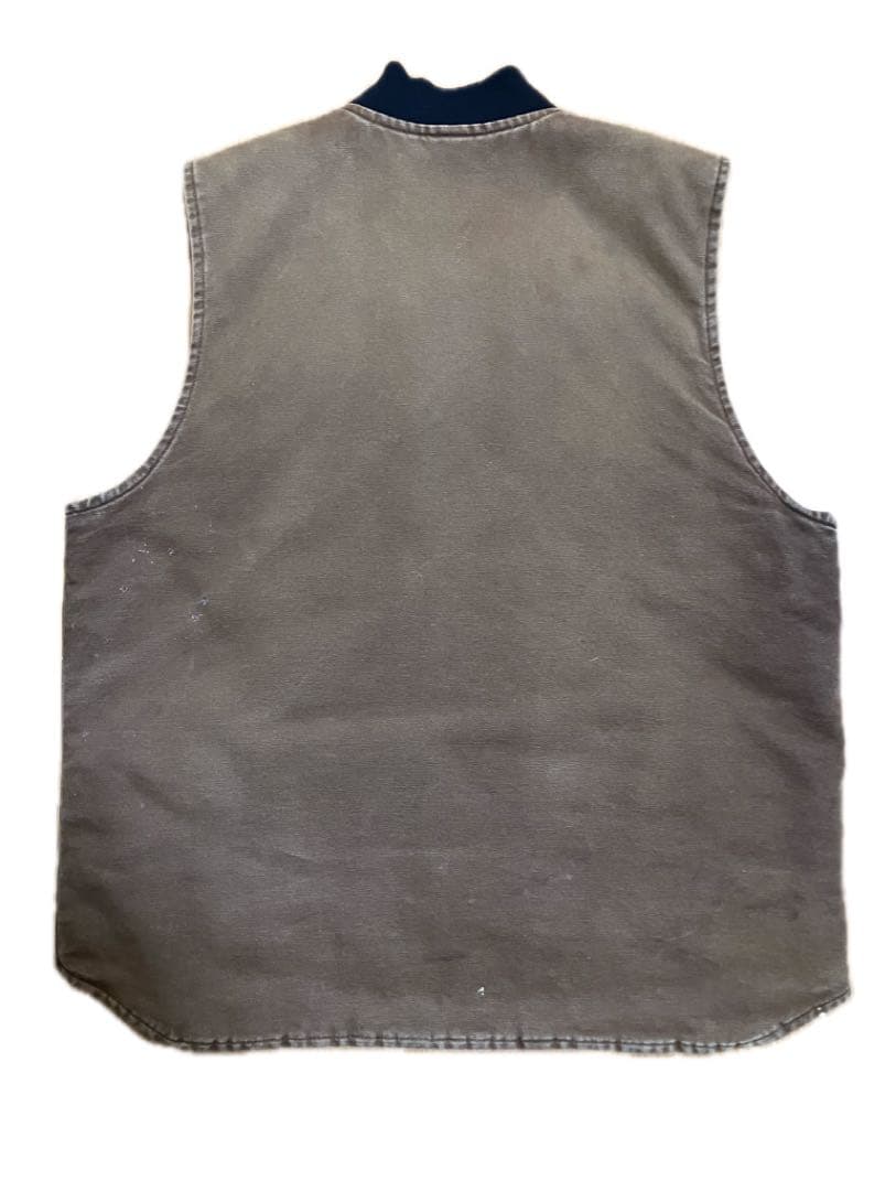 カーハート　ダックベスト　usa製　フェード　ボロ　ダークブラウン　中綿