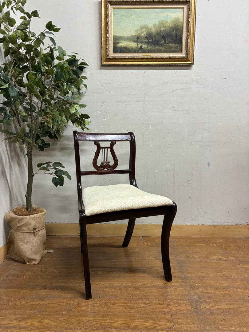 管429☆イギリス製☆アンティーク☆リラLyreバックチェア☆ダイニングチェア