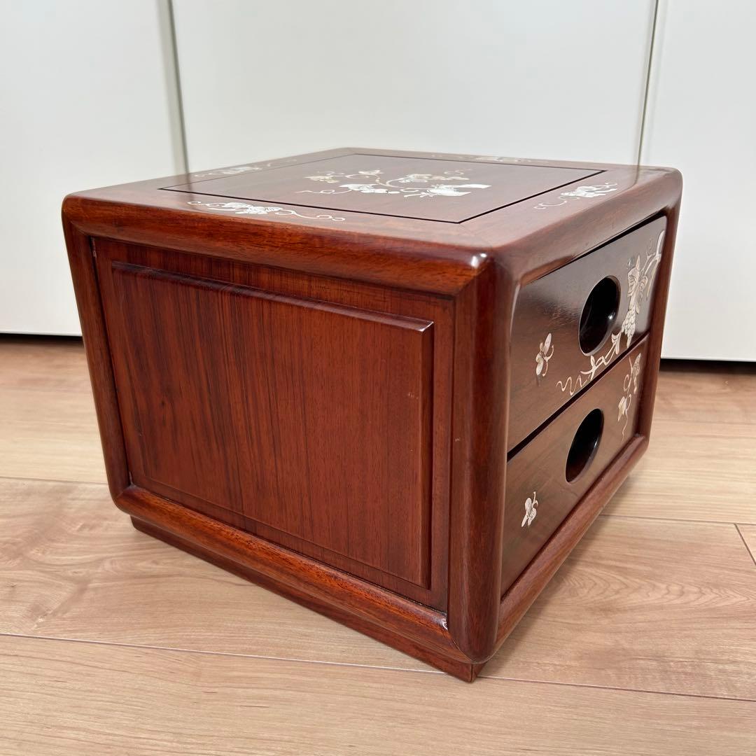 【週末◇10%お値下げ中】昭和レトロ 螺鈿細工 和箪笥 2段小物入れ 葡萄文様