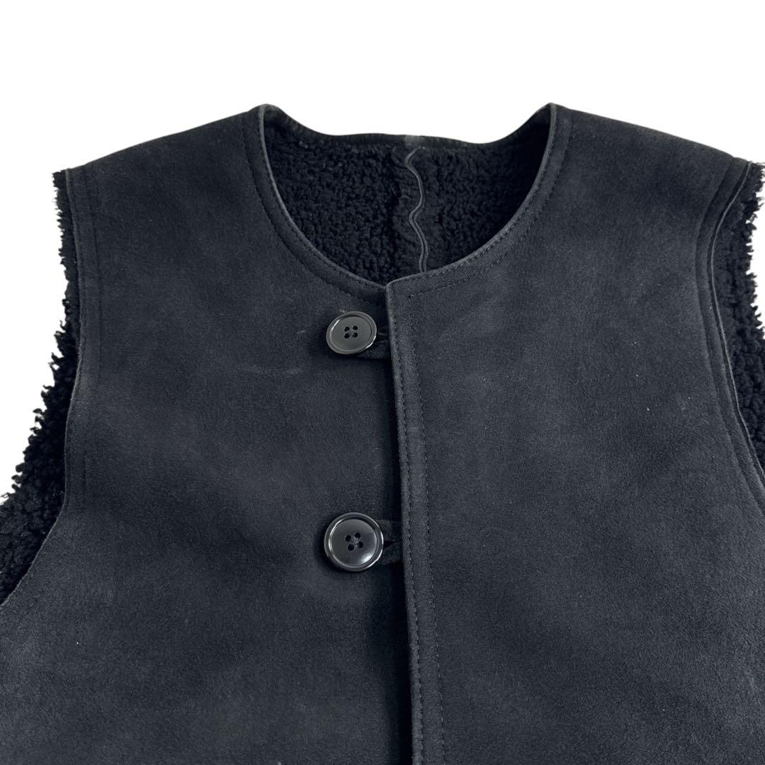 【本革】BEAMS PLUS リアルムートンベスト 黒M 羊革 ビームスプラス