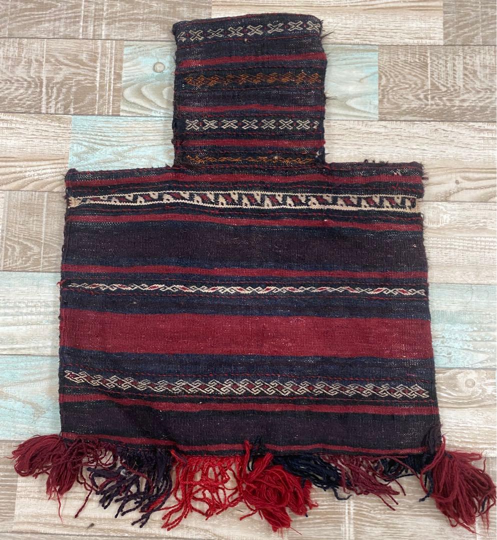 ペルシャ遊牧民の手織りウール100%アンティークソルト入れバッグ