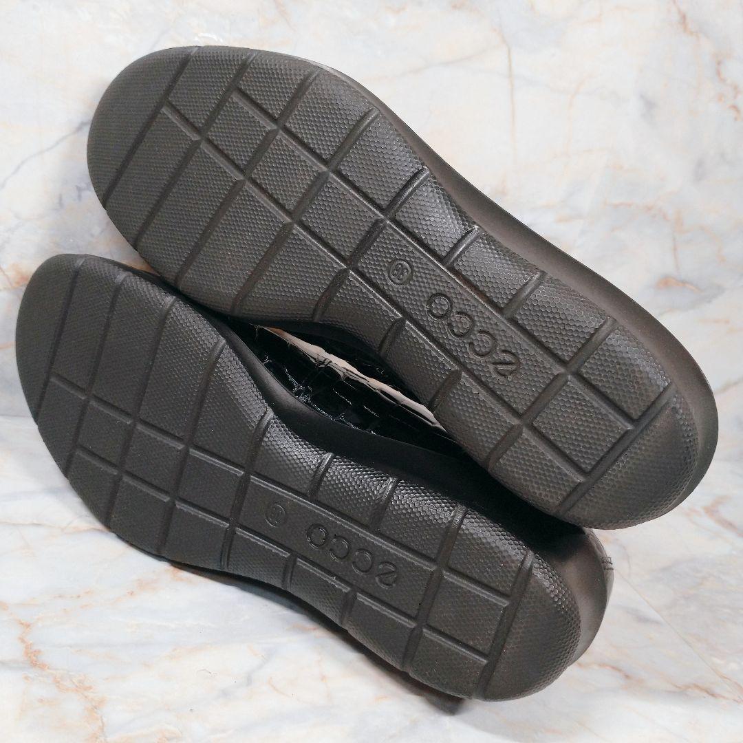 ECCO Felicia クロコ型押し 本革 エナメル ローファー 38