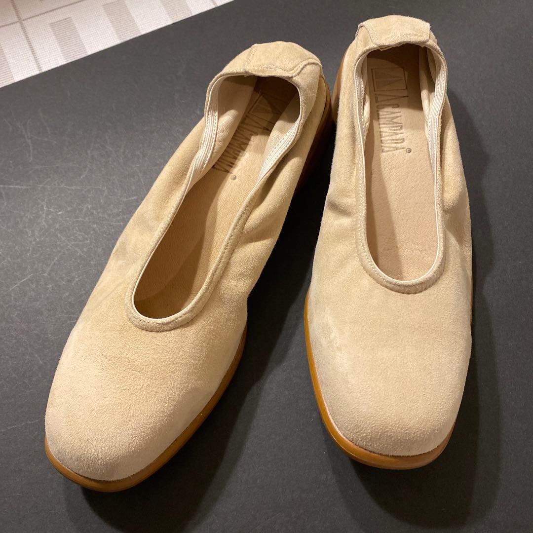 新品牛革スエード サブリナシューズ、SPAIN 製ベージュ、22.5cm