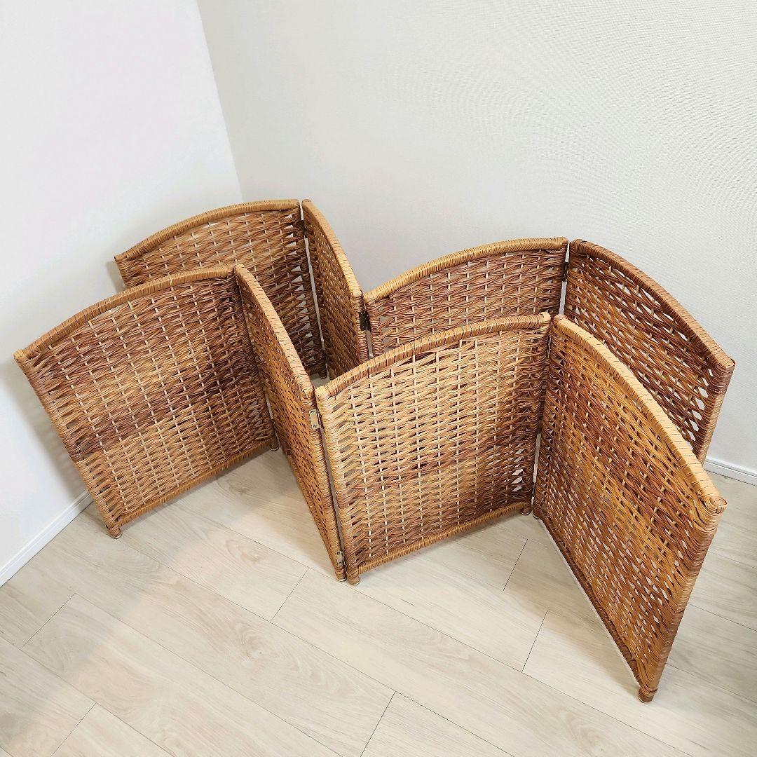 【2個セット】ペピー 軽量ついたてペットゲート ラタン調 折り畳みパーテーション