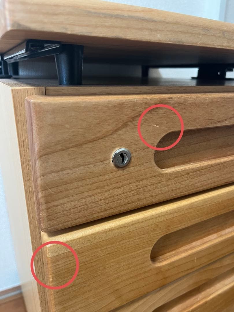 袖机　引き出し 脇机 鍵付き