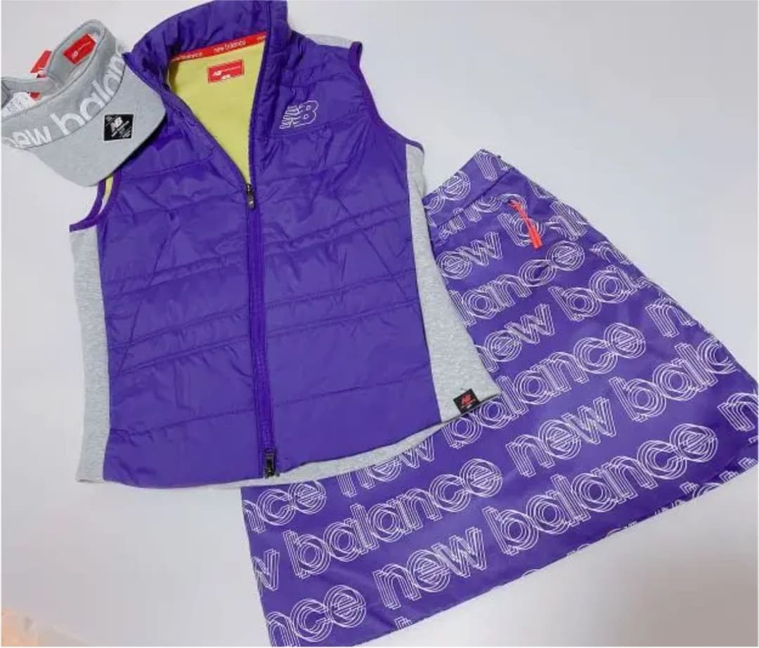ニューバランスゴルフ　2点　セットアップ　ベスト　スカート パープル　紫