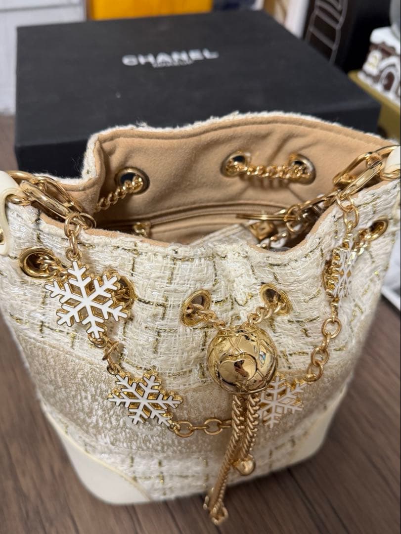 希少　レア　非売品 CHANEL ノベルティ ネイビー ツイード バケットバッグ