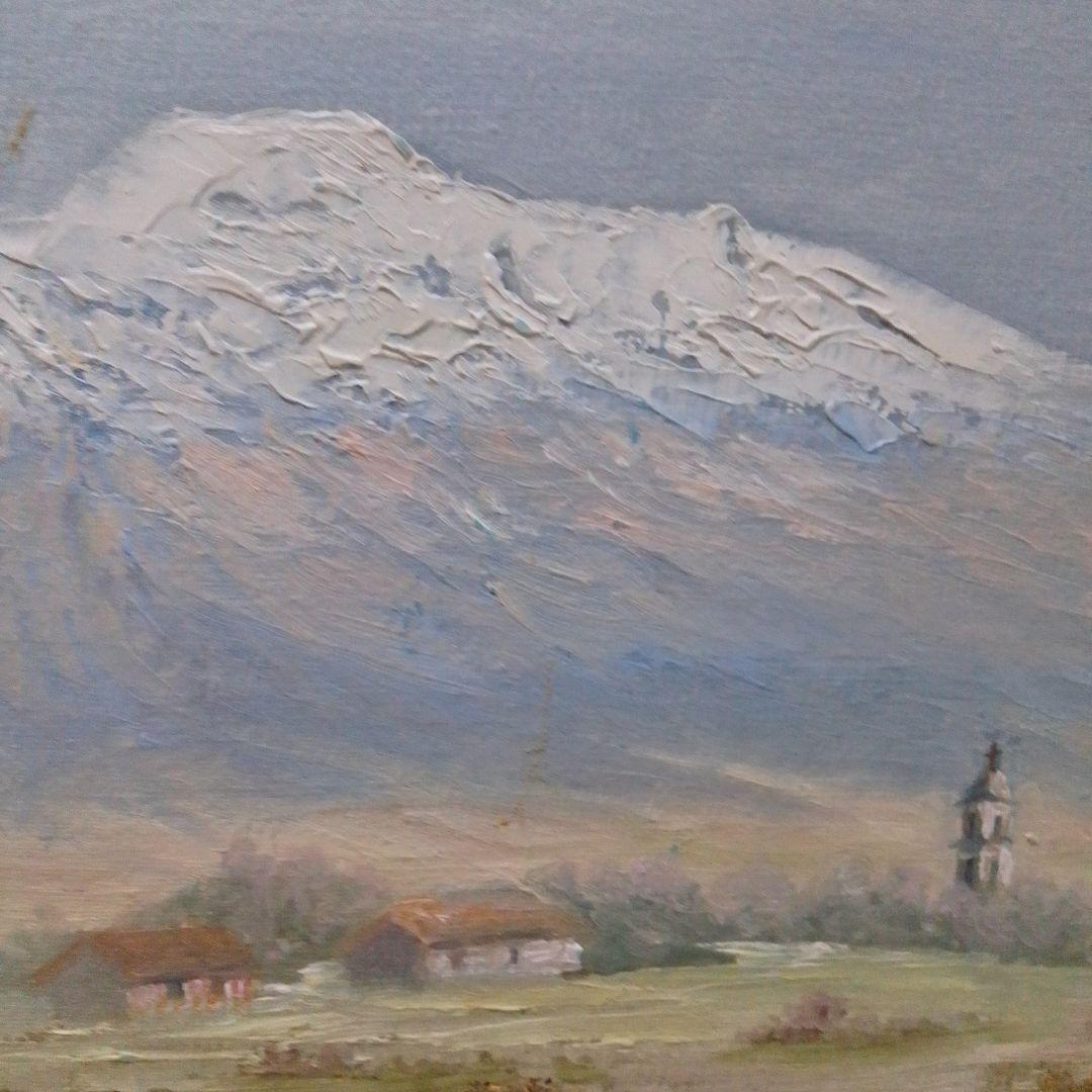 風景画 雪山と馬に乗った人物 メキシコで購入したもの