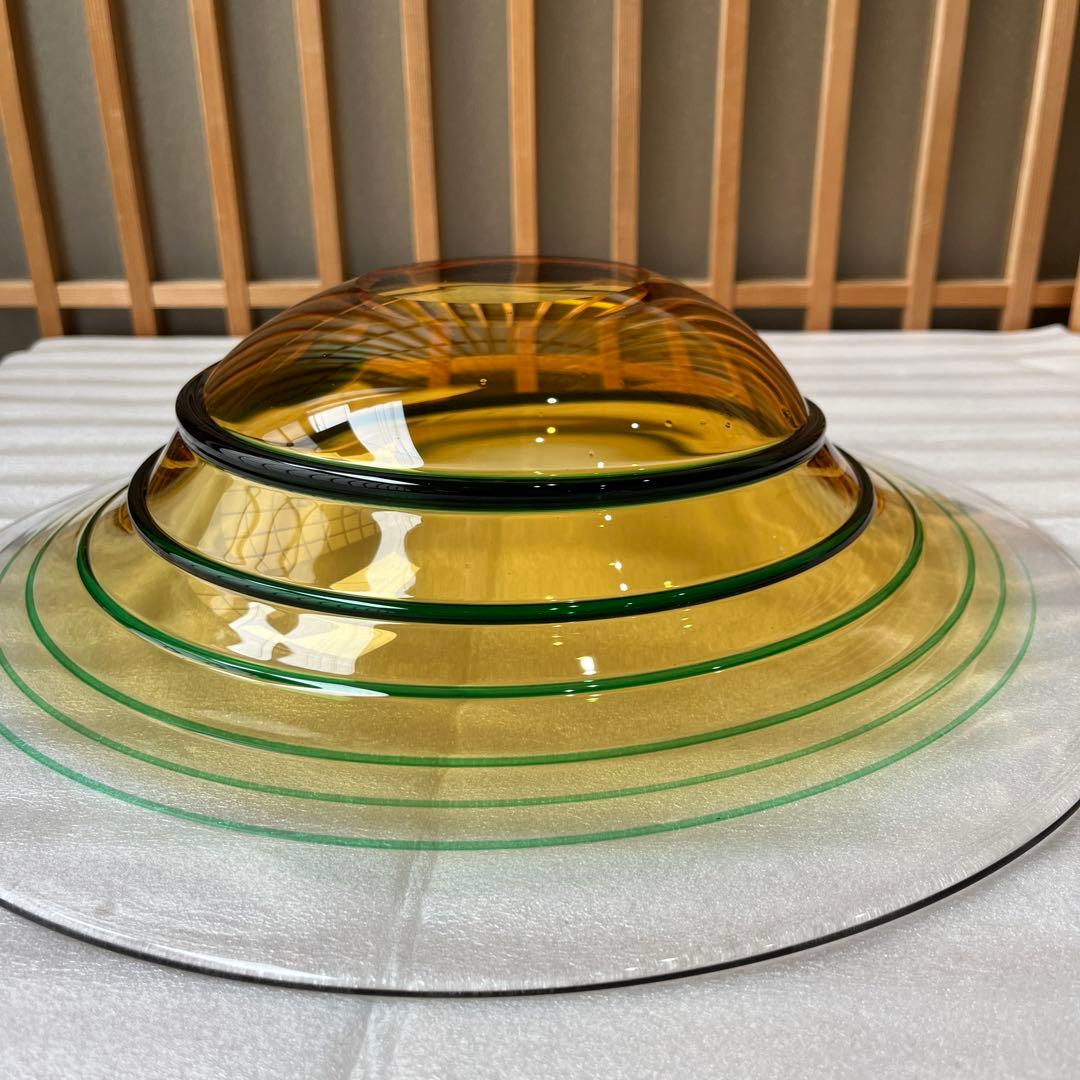 東洋佐々木ガラス　翠螺旋　水盤　直径35cm
