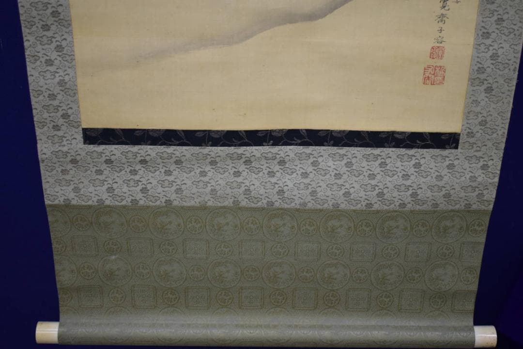 真作/森寛斎/雪中牡丹小禽図/布袋屋掛軸HH-997