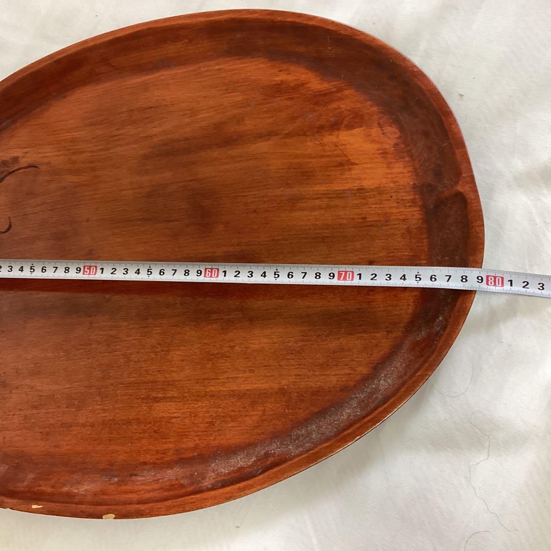 煎茶道大敷盆　④ 瓢型木製敷盆　葉の彫刻