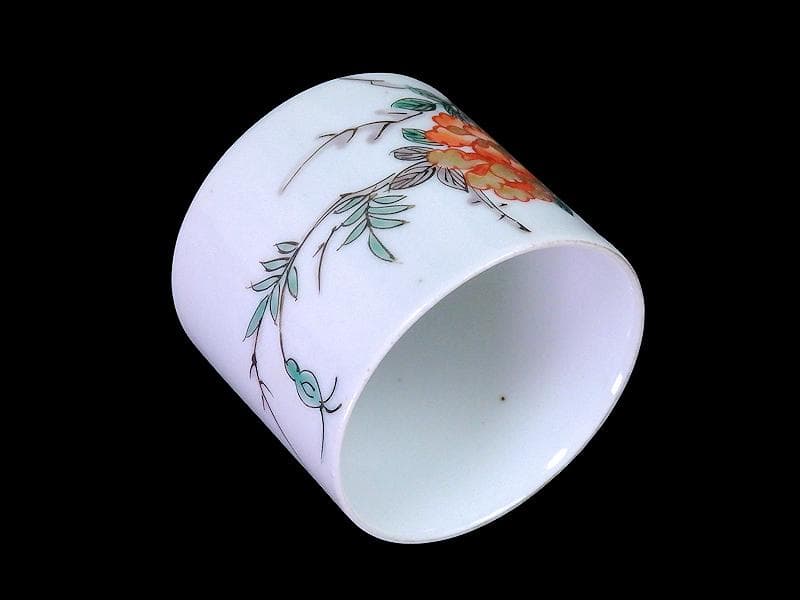 古伊万里　色絵　牡丹の図　猪口　のぞき　C099AS-fbub