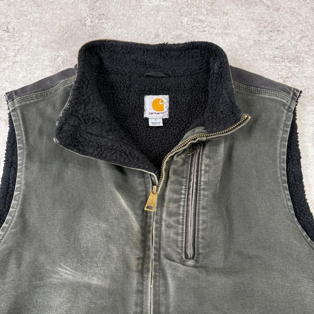レアカラー■carhartt カーハート【L】ダックベスト モスグリーン 雰囲気