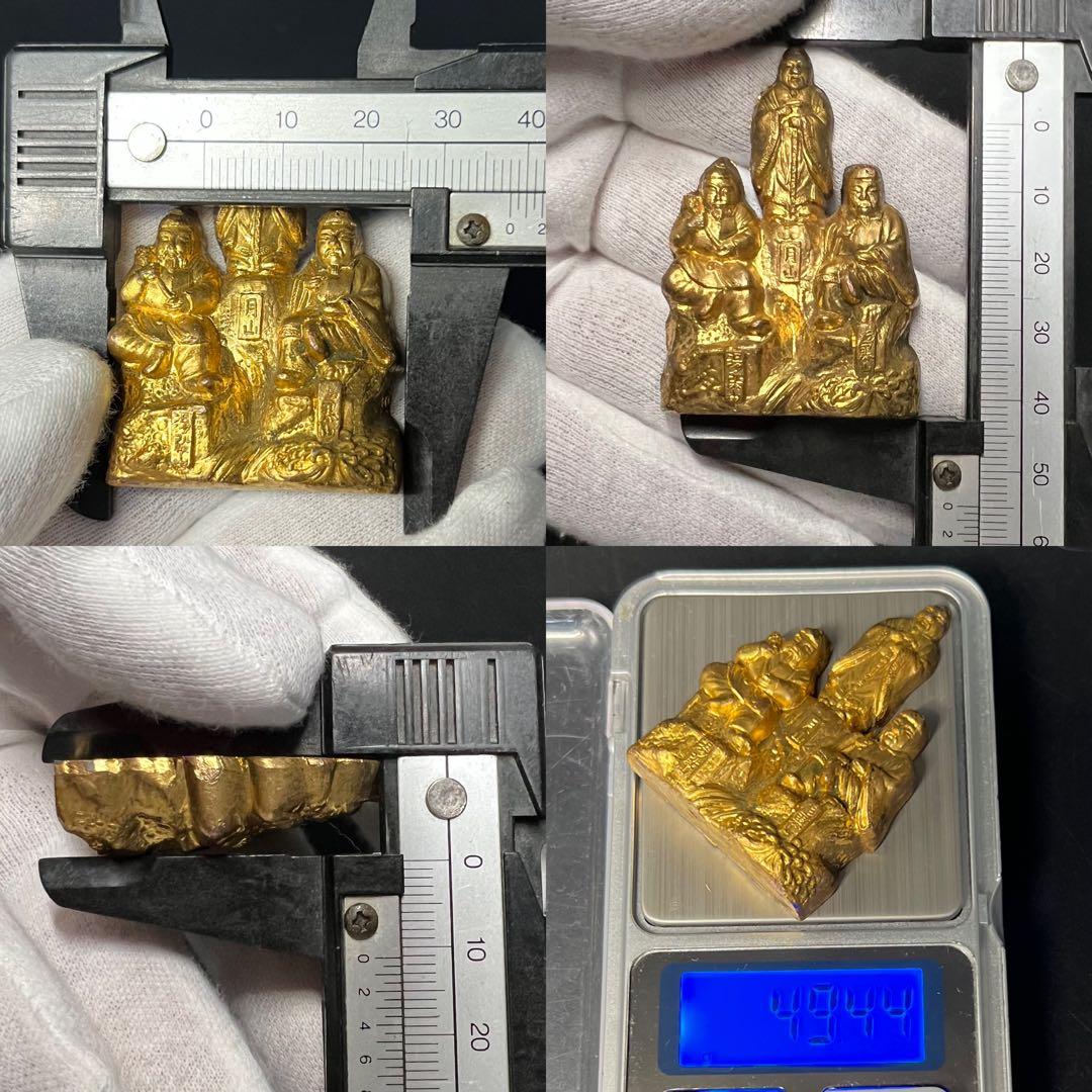 ◎古美術 庵々◎出羽三山 神像◎月山・湯殿山・羽黒山 刻銘◎真鍮鍍金◎山岳信仰