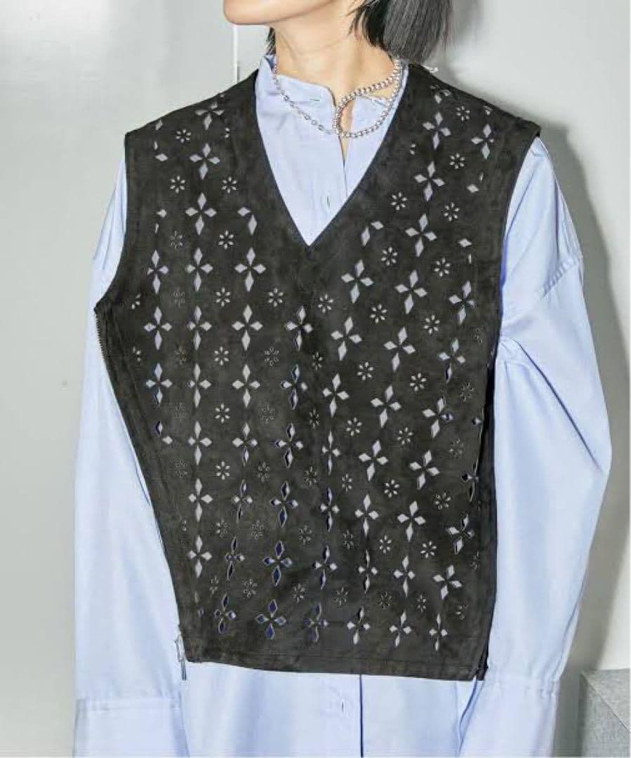 トップス DIAMOND CUT LEATHER VEST masu