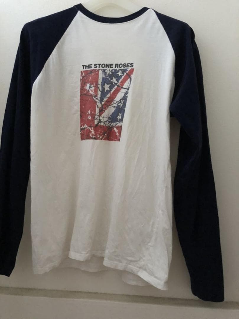 ザ・ストーンローゼズ ラグランロングスリーブ M ホワイト×ネイビー