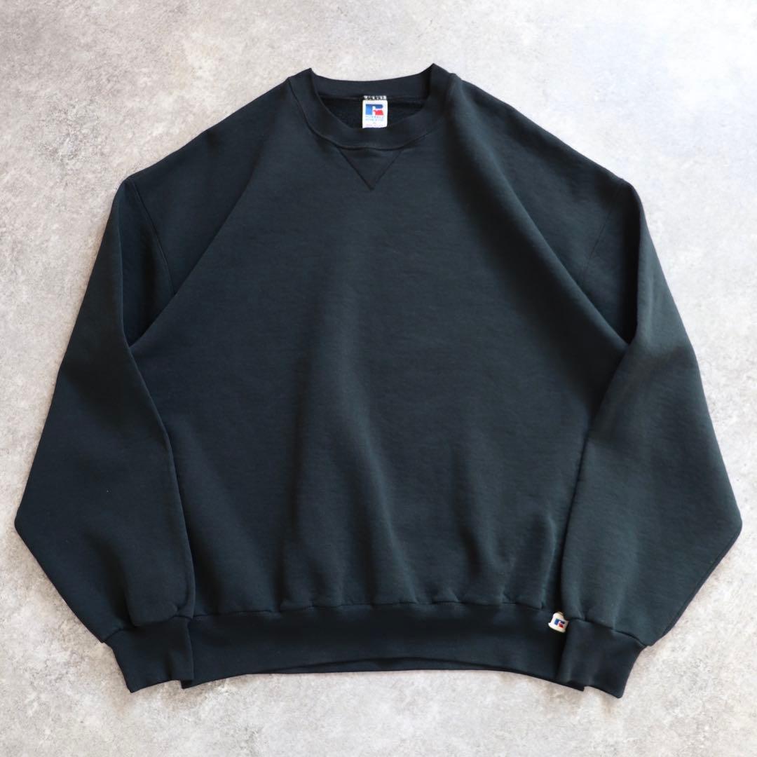 USA製 ブラック 90s Russell ラッセル スウェット 無地黒 XL