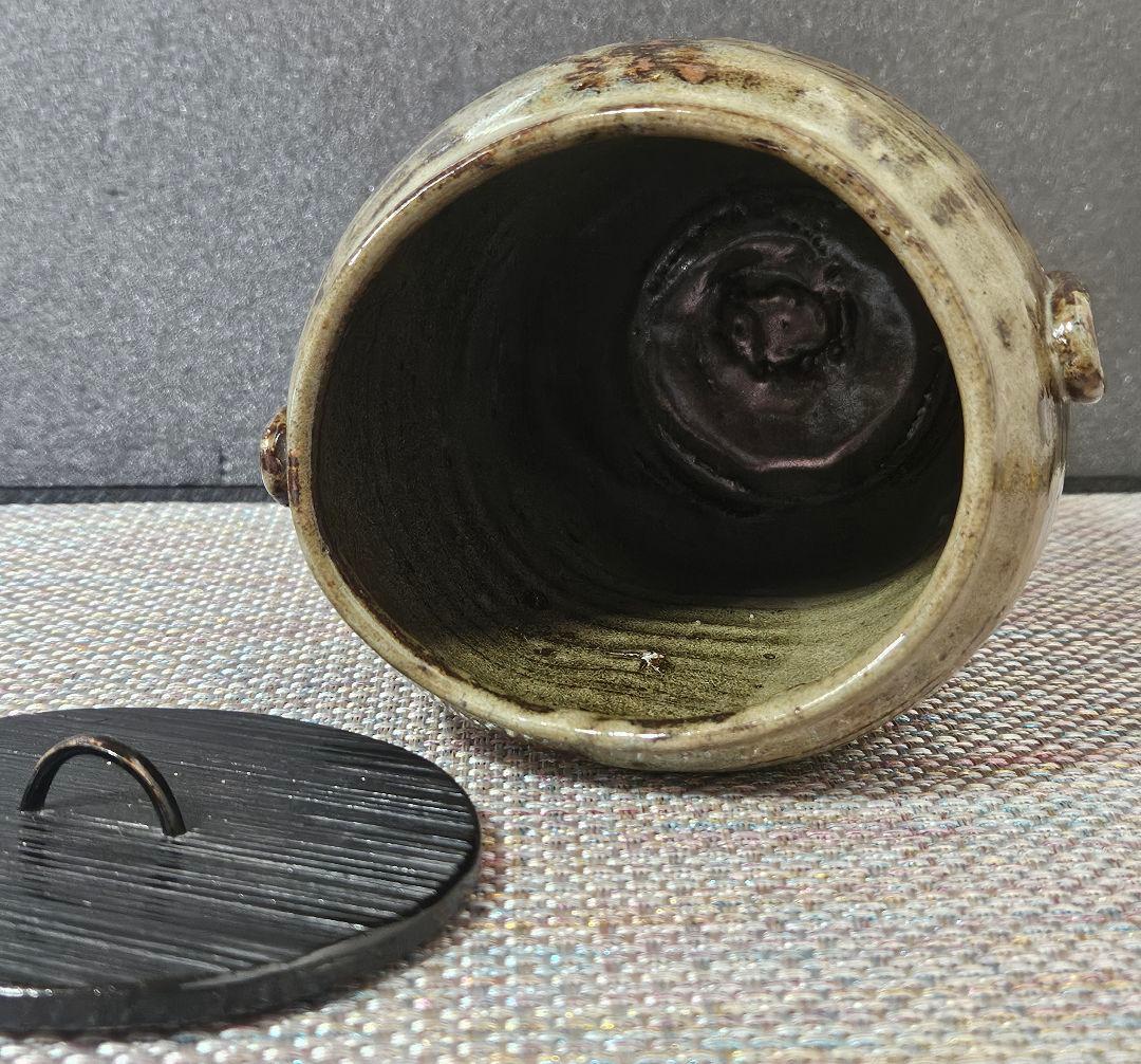 遠州七窯　江戸時代　古高取　高取焼　窯変 水指　木製蓋　江戸伝世時代箱附　茶道具