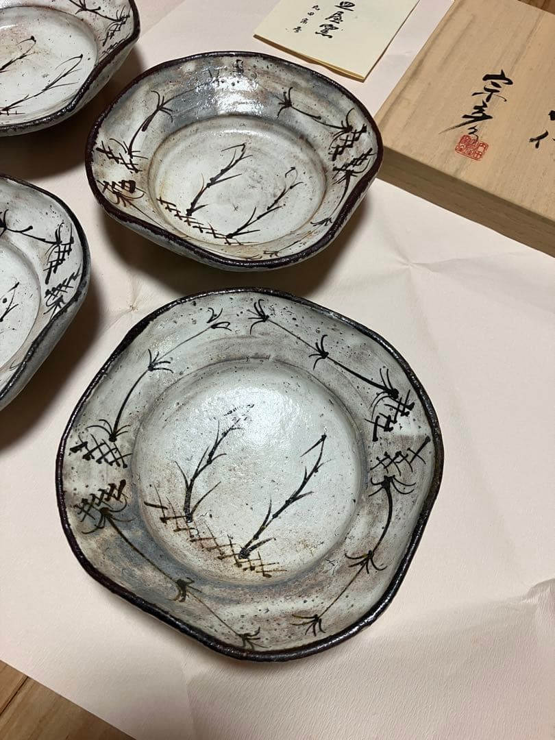 丸田宗彦 粉引唐津四方向付 5客揃