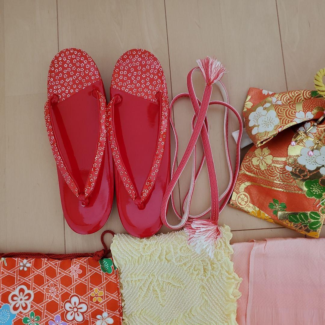 京越 七五三 7歳 女の子 四つ身着物 蝶菊水帯 結び帯 作り帯 帯揚げ付き