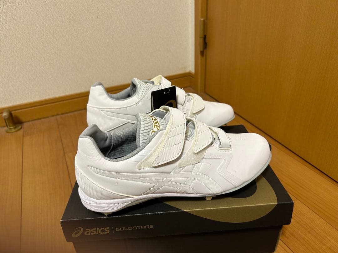 アシックス　ゴールドステージ　野球 スパイク 金具 白 ベルト27.0cm 新品