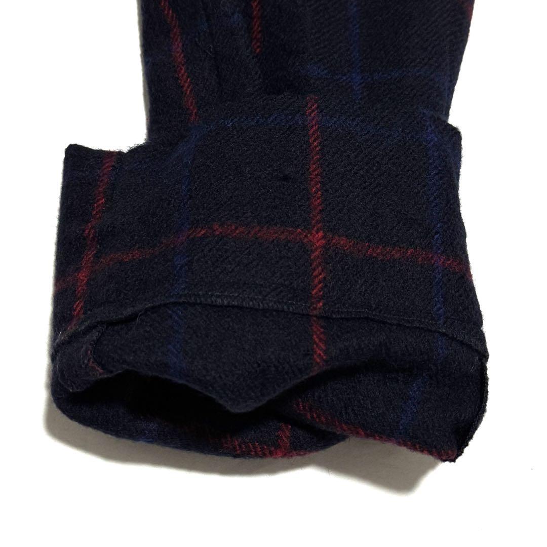 良好 ラフアンドスウェル ウールチェックパンツ ネイビー赤 防寒高級感漂う大人気