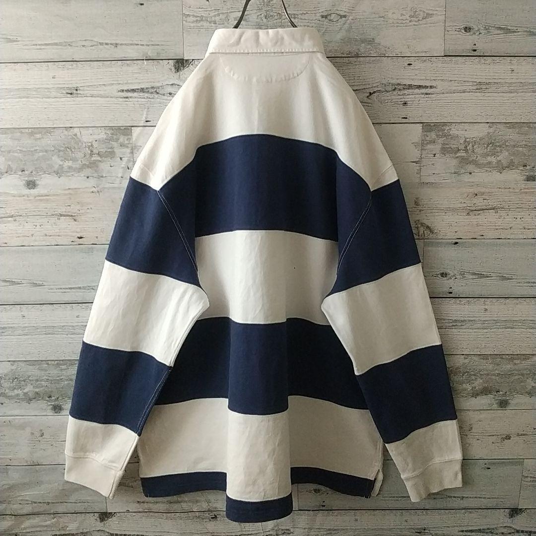 希少☆ポロバイラルフローレン 太ボーダー 刺繍 ビッグポニー ラガーシャツ 3L