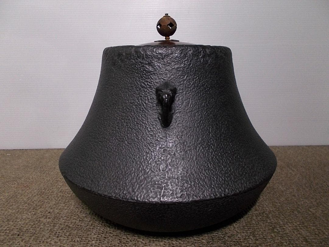 茶道具 富士釜 茶釜 真塗風炉型野々田電熱器 動作品 送料込み