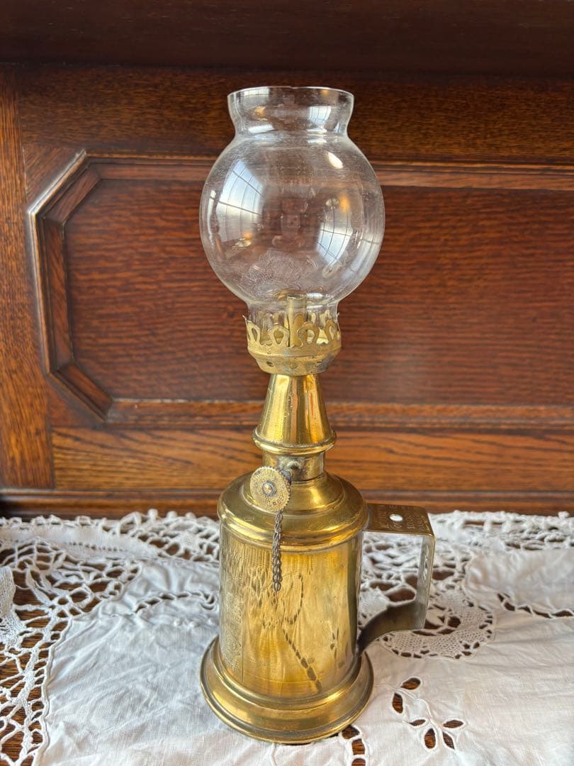 フランスアンティーク 真鍮製クラシックオイルランプ