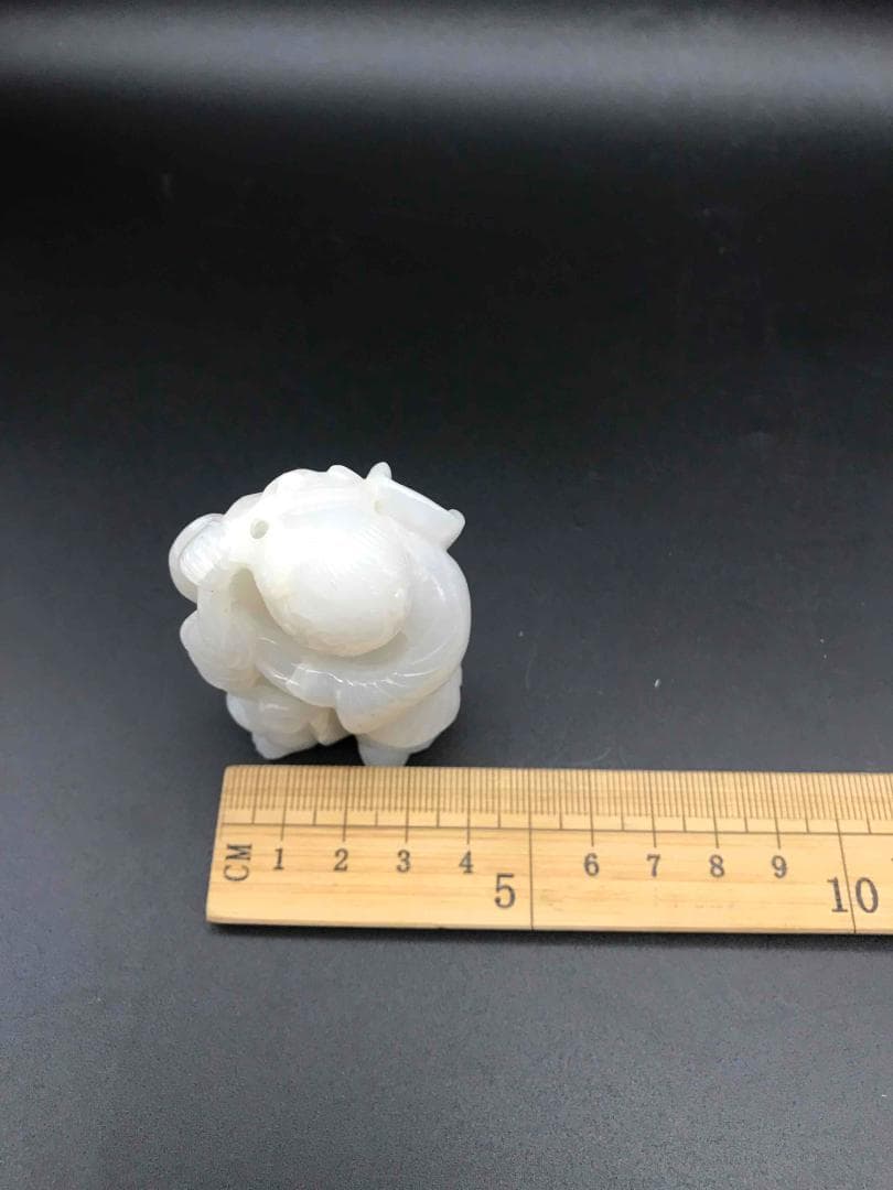 清乾隆時代　和田玉　童子佩　純和田玉彫り　古玉石　白玉　時代物　賞物(F-4)