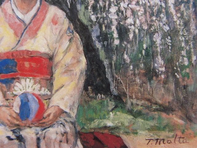 丸田隆則、【桜幻想「袖之山のシダレ桜」】、希少な額装用画集より