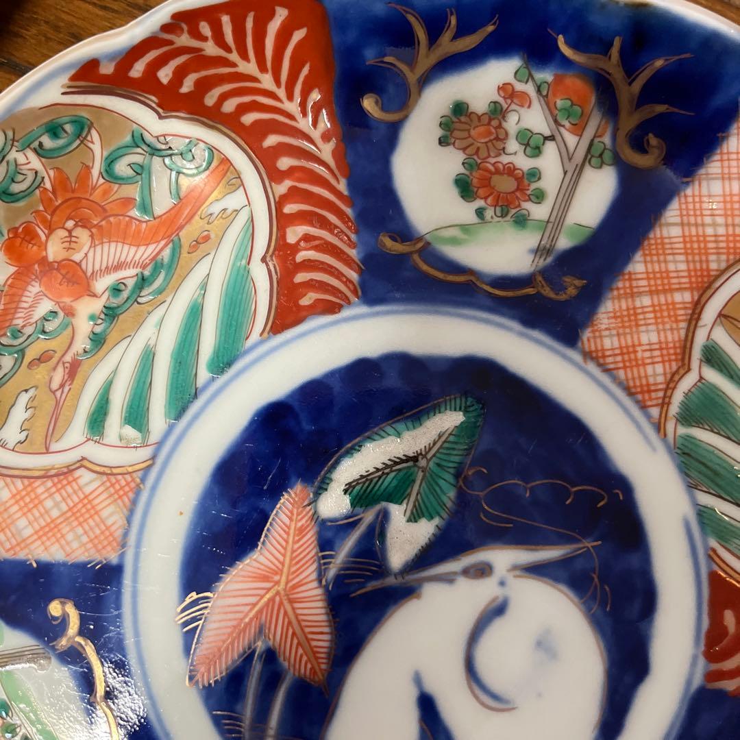 期間限定最終処分特価　古伊万里色絵　大皿五枚セット　完品　一枚おまけ　綺麗な状態