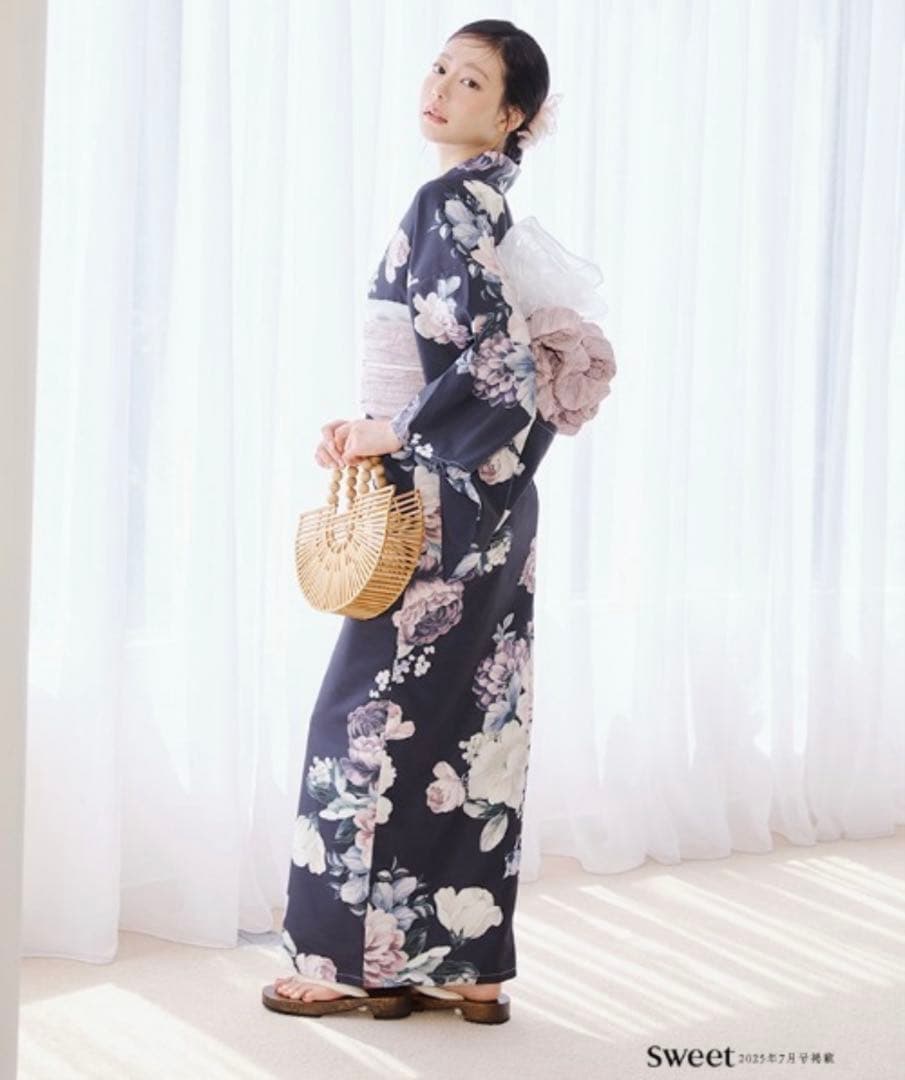 即日発送可能 Sugar nine クラシカルフラワーブーケ浴衣 3点セット