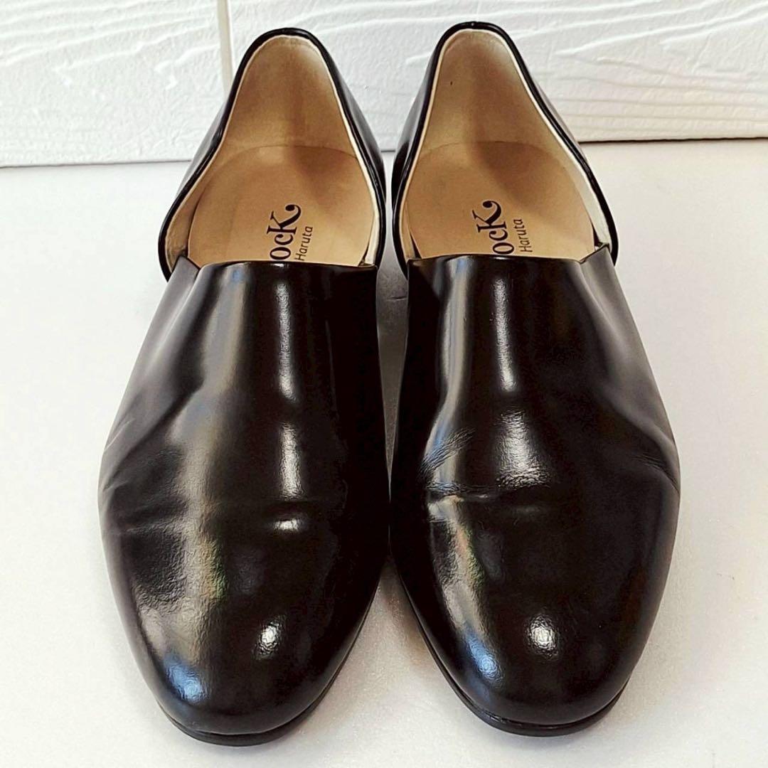 B2080【美品】ハルタ spock レザーローファー 25.5 EE 黒