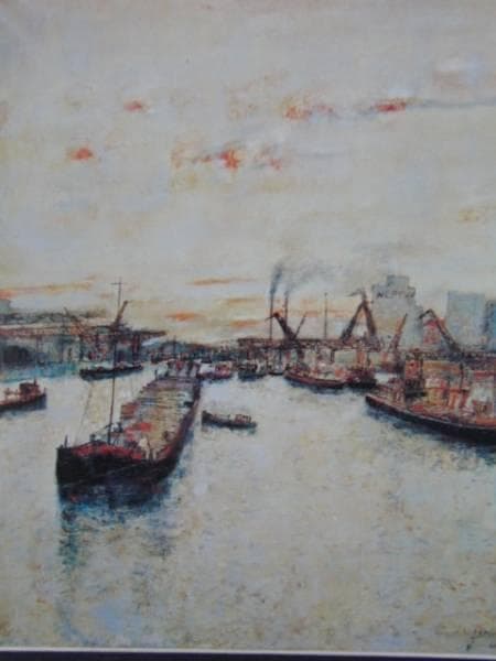 ガントネール、港、高級希少画集画、版上サイン入 新品額付