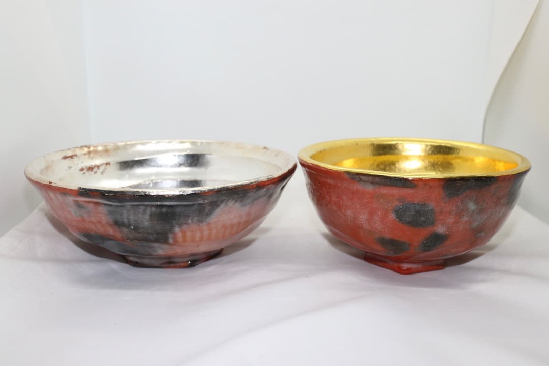 佐々木松楽 金銀 嶋台茶碗 金銀茶碗 茶道具 楽焼 共箱