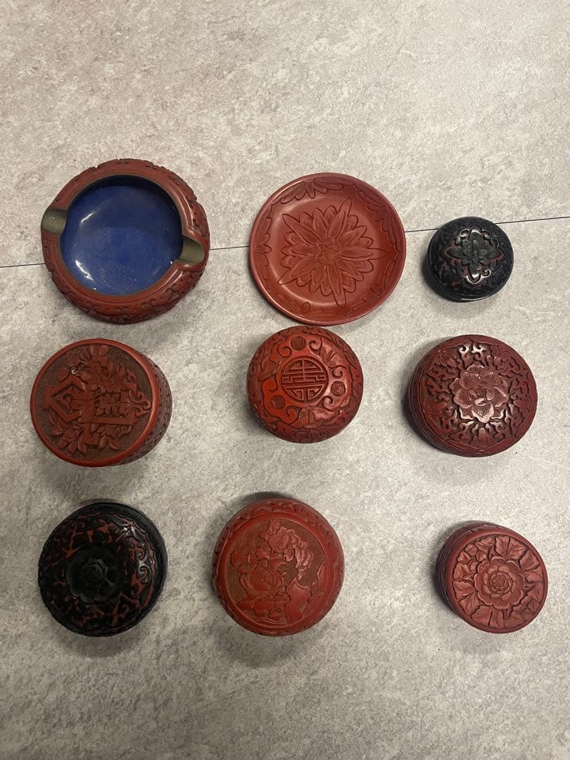堆朱　9点　まとめて　中国美術　骨董　古美術　アンティーク