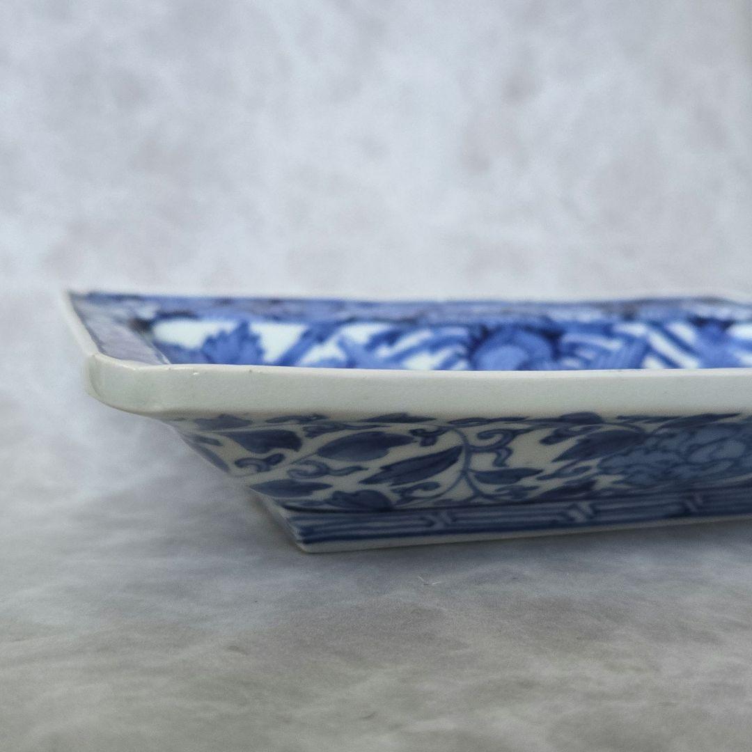 古伊万里　鳳凰　桐　染付　角皿　江戸時代　骨董　金直し　金継ぎ　アンティーク