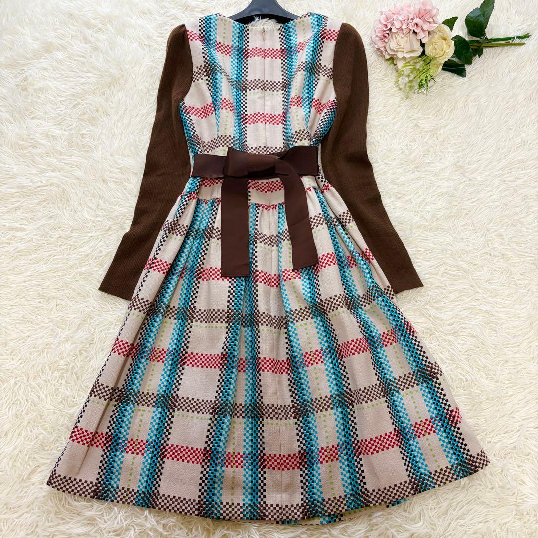 【美品】リボンベルト　2021年　エムズグレイシー　ワンピース　ウール　ニット