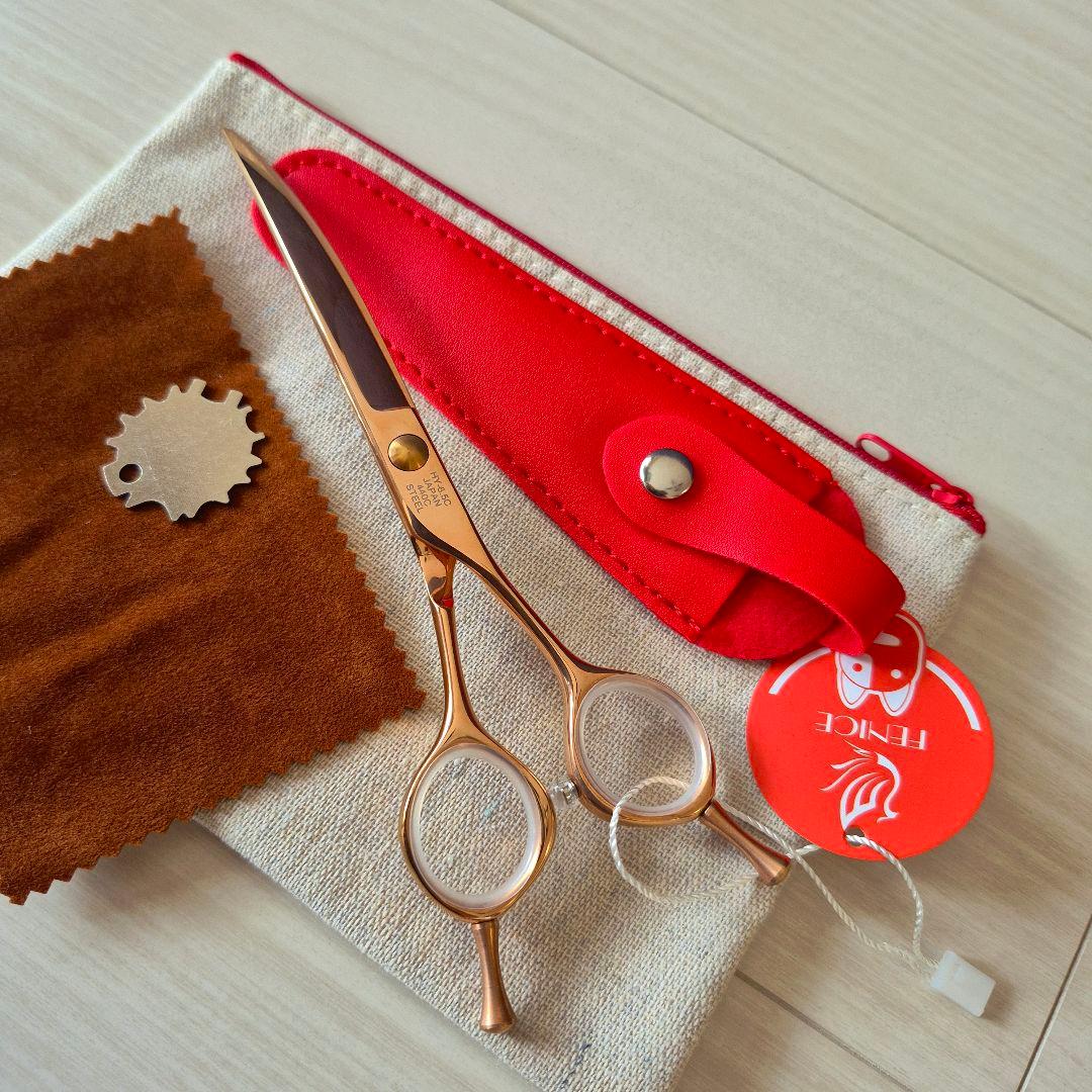 新品★フェニーチェ カーブシザー★ギザ刄 トリミングシザー6.5インチ