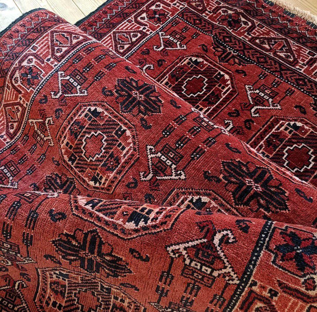 【ロングサイズ】80s トライバルラグ　アフガンラグ　ヴィンテージラグ ペルシャ