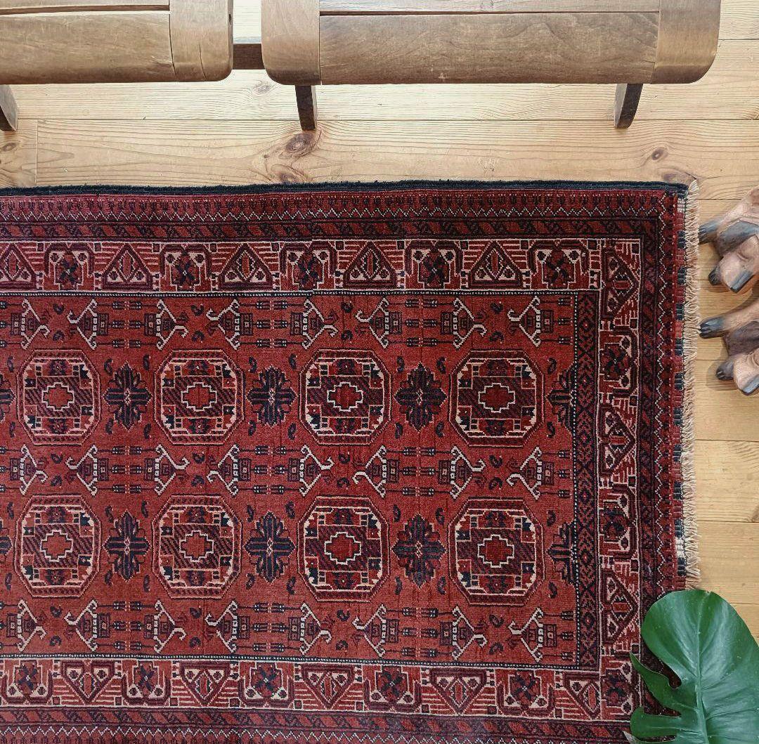 【ロングサイズ】80s トライバルラグ　アフガンラグ　ヴィンテージラグ ペルシャ