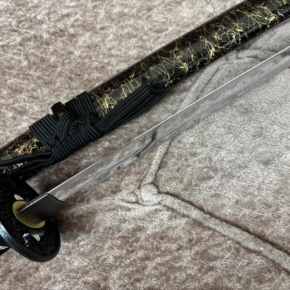 美品 龍神金具 模造刀 金糸塗鞘 互の目刃文 全長98cm 抜身912g 鑑賞用